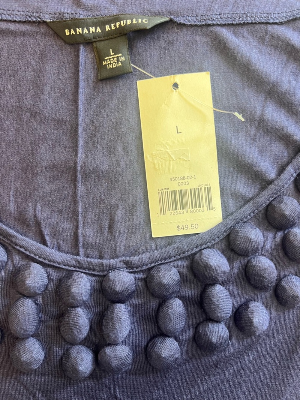 Banana Republic Blue Pom-Pom Scoop Neck Knit Top